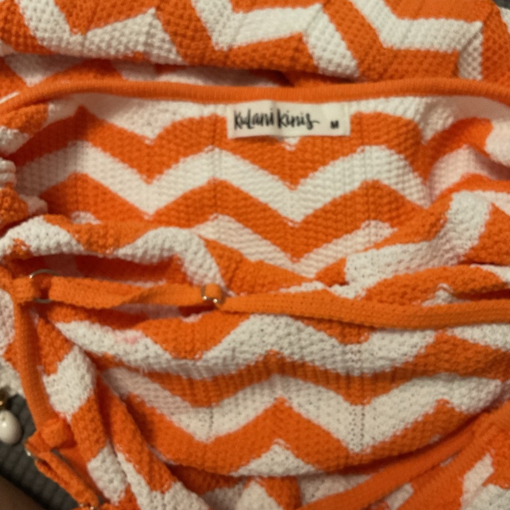 Kulanis kinis summer dress crochet size M white and orange